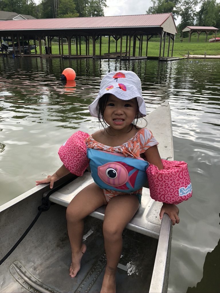 Avery's first time on a canoe